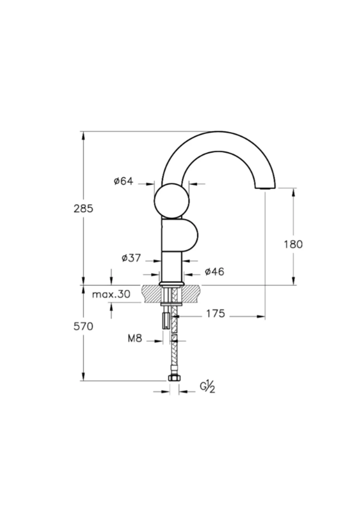 Liquid A4275539 Sol Kumandalı Lavabo Bataryası, Parlak Siyah
