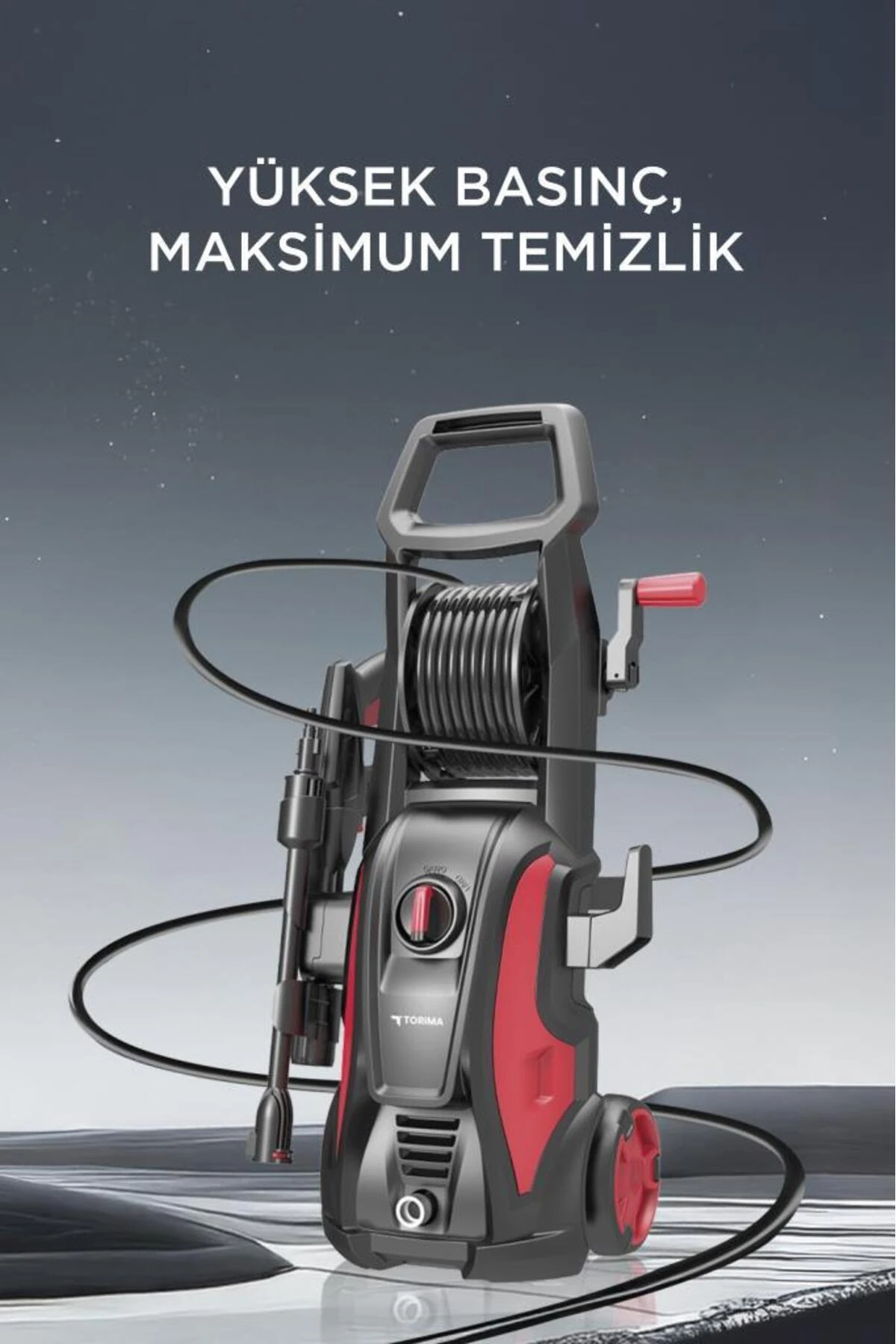 HPC-01 Kırmızı Yüksek Basınçlı Oto, Halı, Bahçe Temizleme ve Yıkama Makinesi – 2000W, 150 Bar