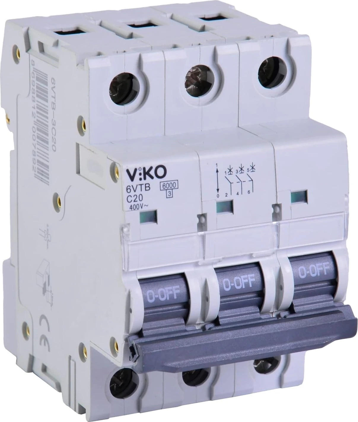 6VTB-3C20 Otomatik Sigorta 6ka C Tipi 3 Kutup 20A