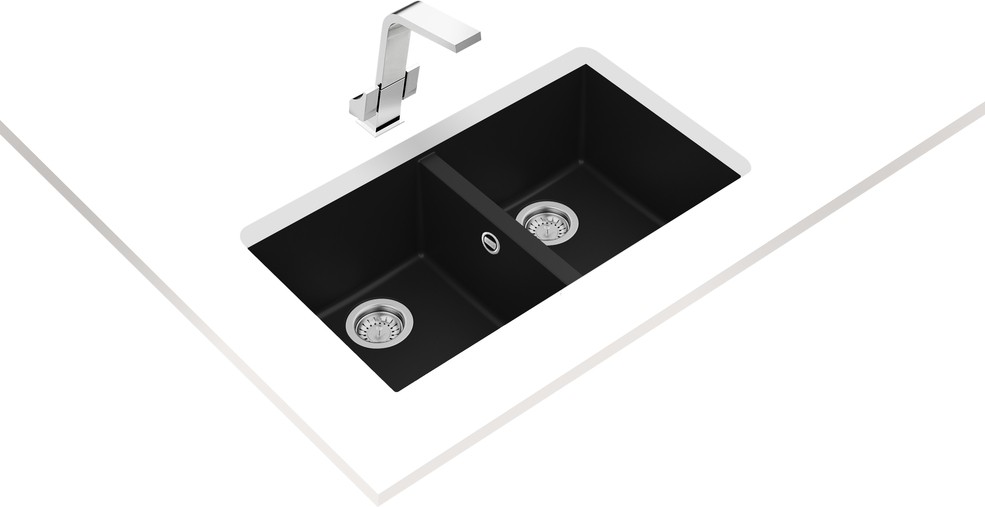 SQUARE 760 TG BLACK Tezgahaltı Granit Eviye Siyah 76 cm 115260024