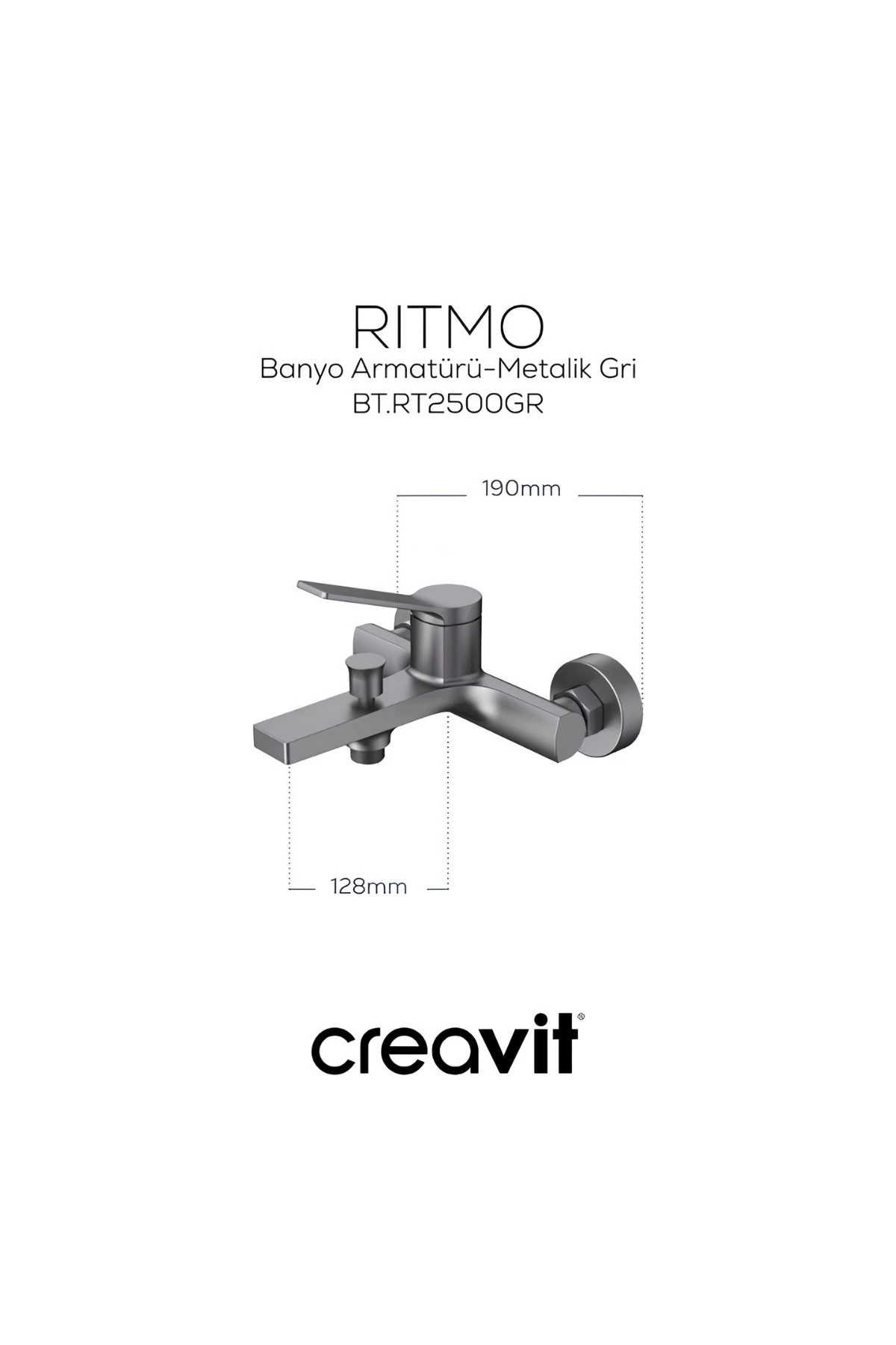 Ritmo Metalik Gri Batarya Seti 3’Lü Banyo-Lavabo-Evye