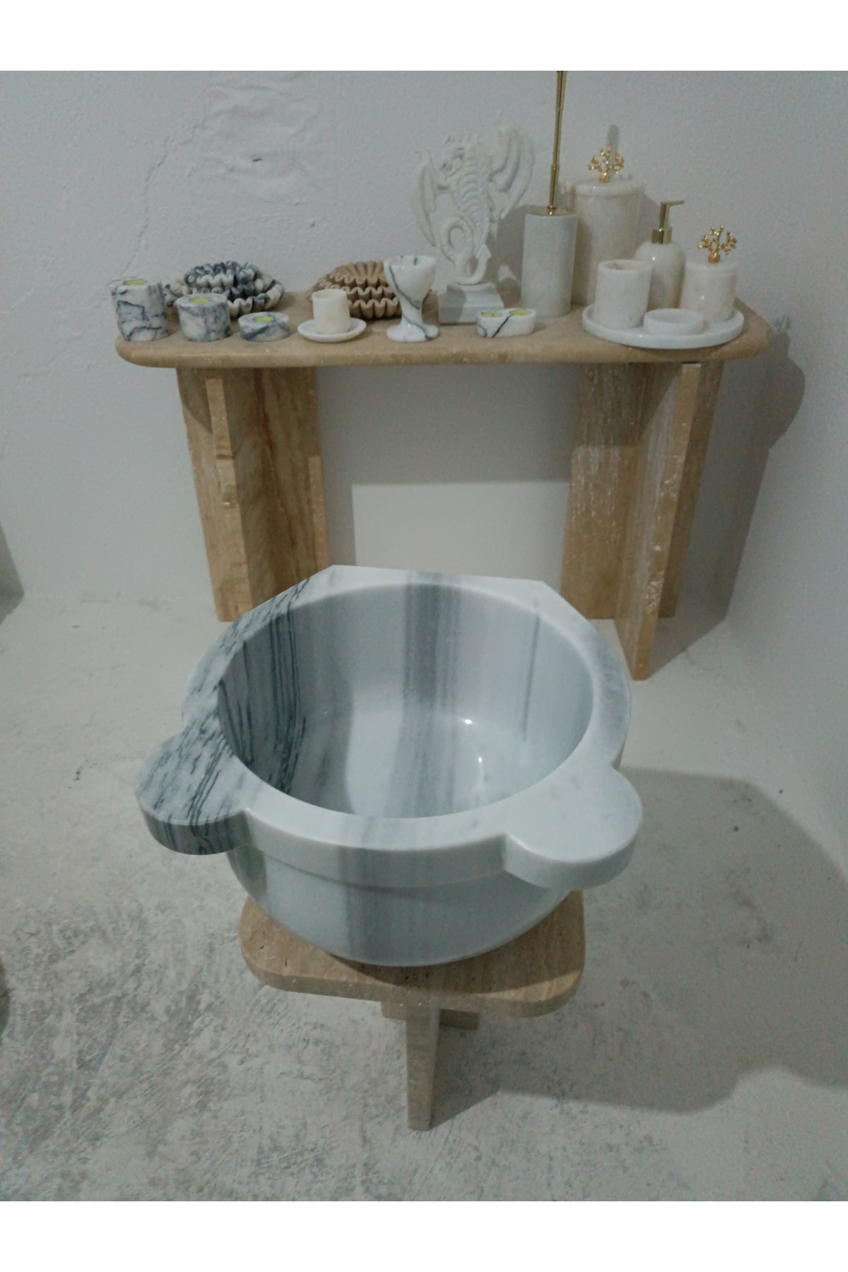 Beyaz Marmara Mermer Kurna-kurna-hamam Kurnası-banyo Kurnası-mermer Ev Ve Banyo Aksesuarları