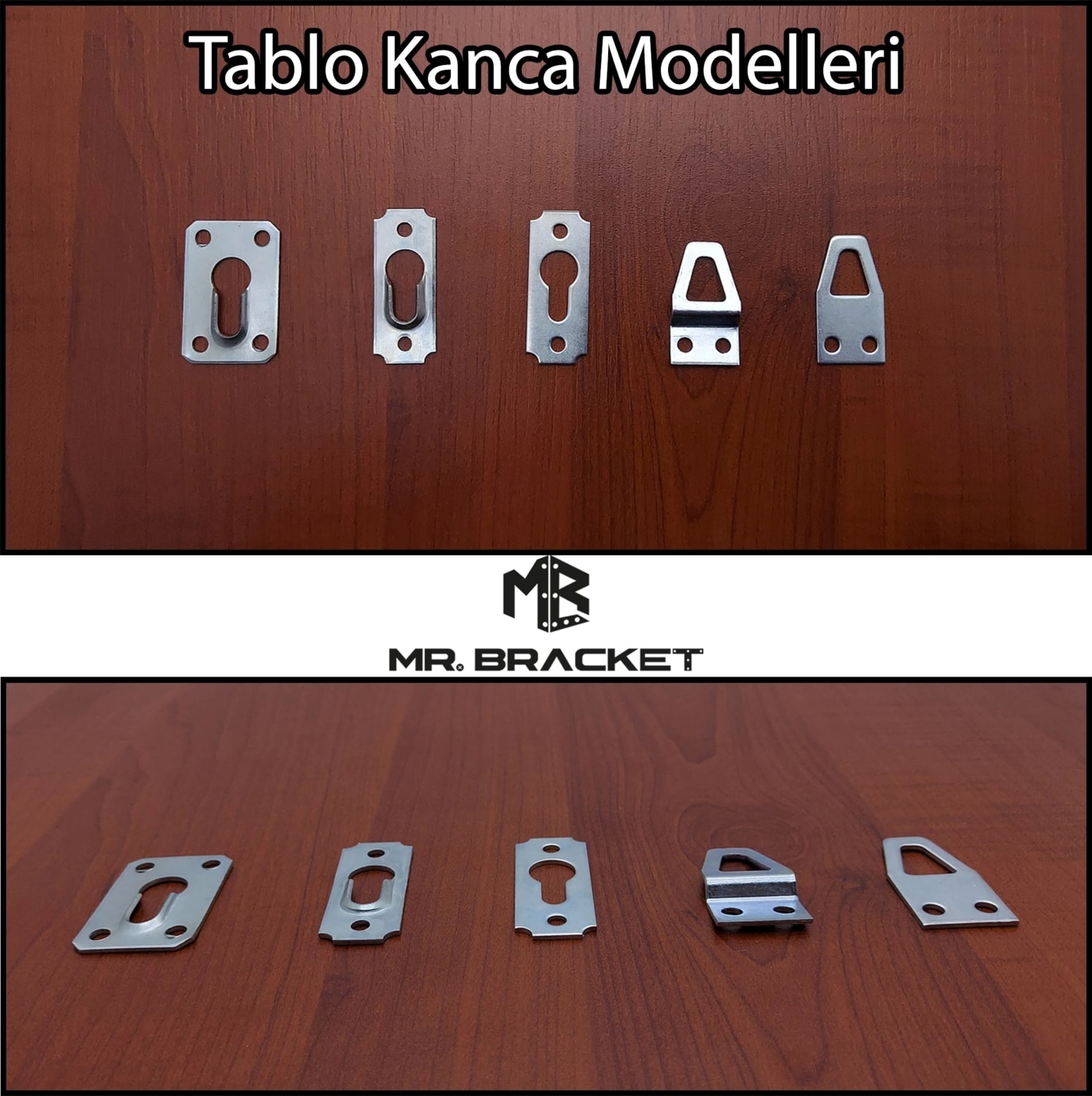 10 Ad. Gizli Çerçeve Askısı Büyük - Metal Tablo Askı Aparatı - Vidalı Fotoğraf Resim Asma Kancası