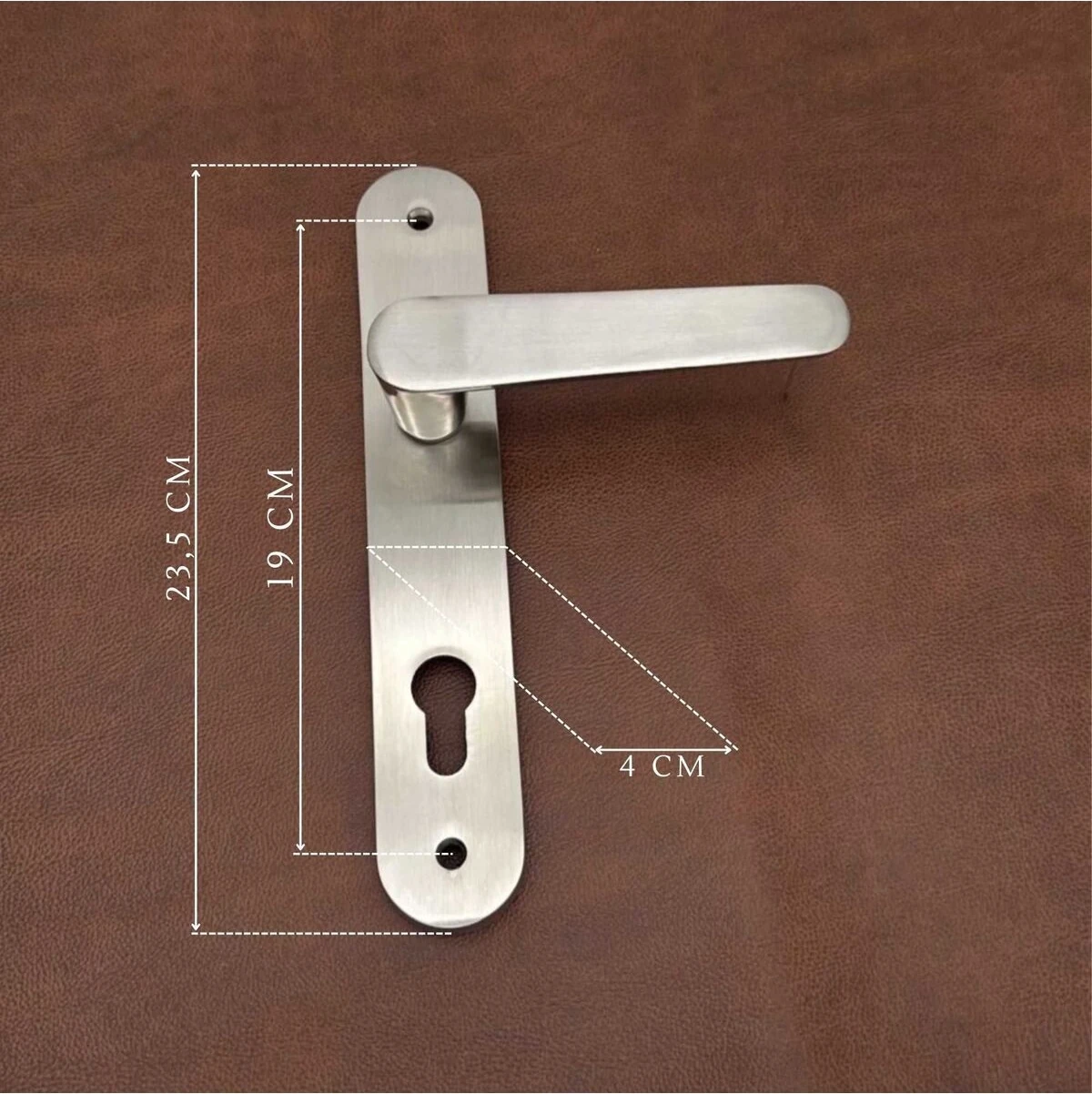 Kaira Inox Zamak Aynalı Yale Çelik Kapı Kolu 1 Takım