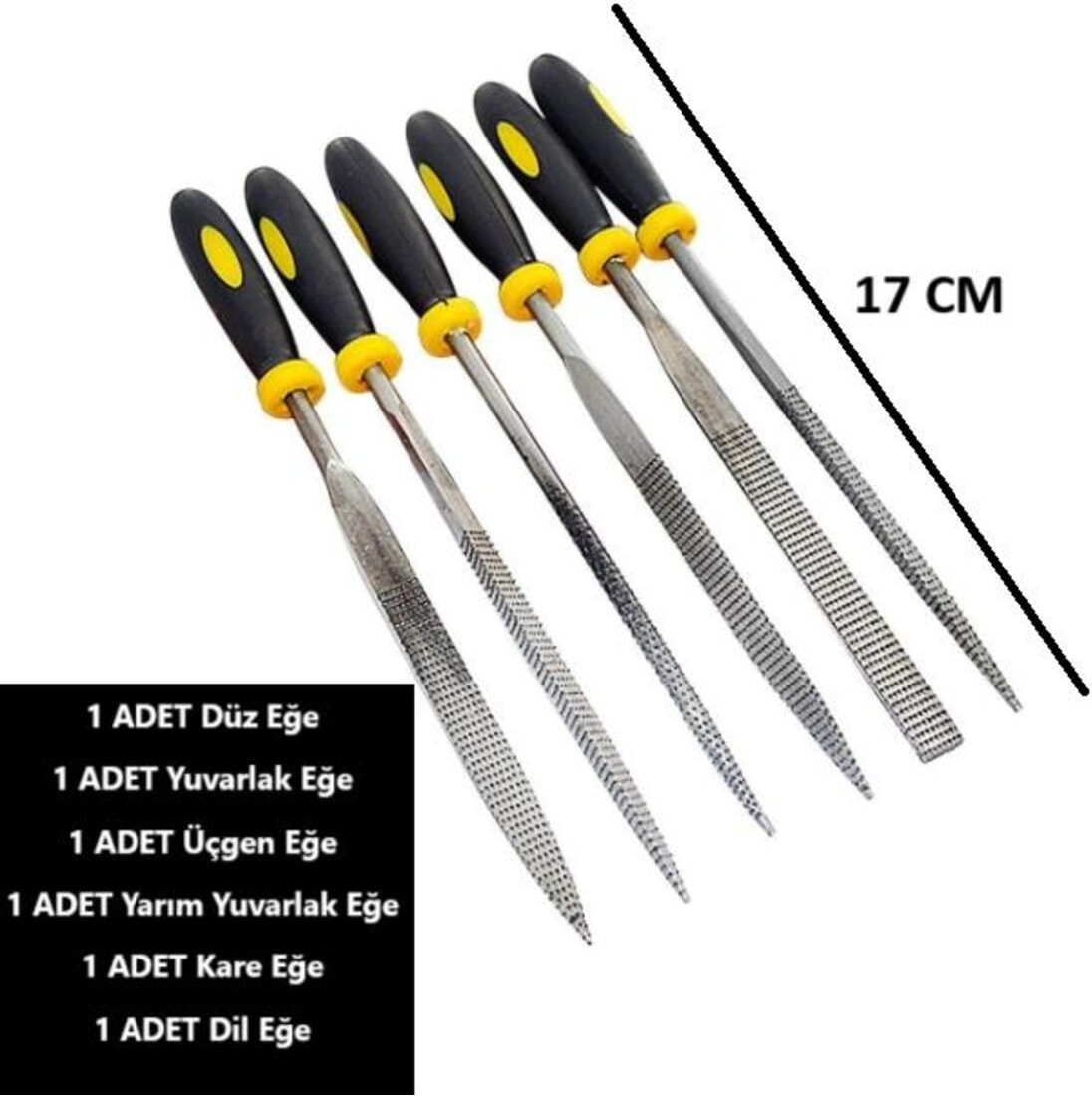 6 Parça Mini Eğe Seti Çelik Törpü Takımı Hobi Seti Düz Yuvarlak Üçgen Eğe Takımı