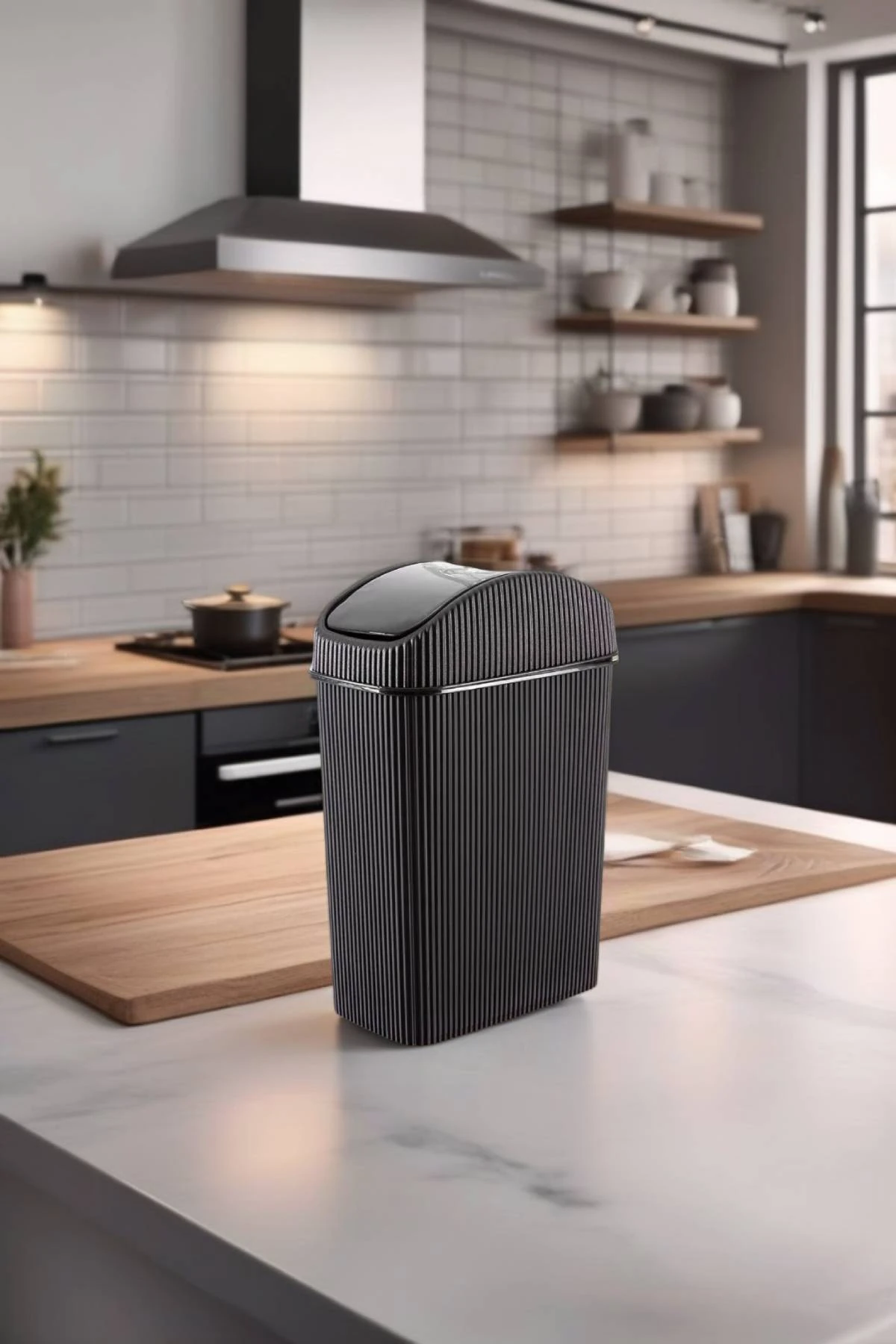 Mini Çöp Kovası, Mutfak, Banyo, Tuvalet, Ofis Çöp Kutusu Siyah