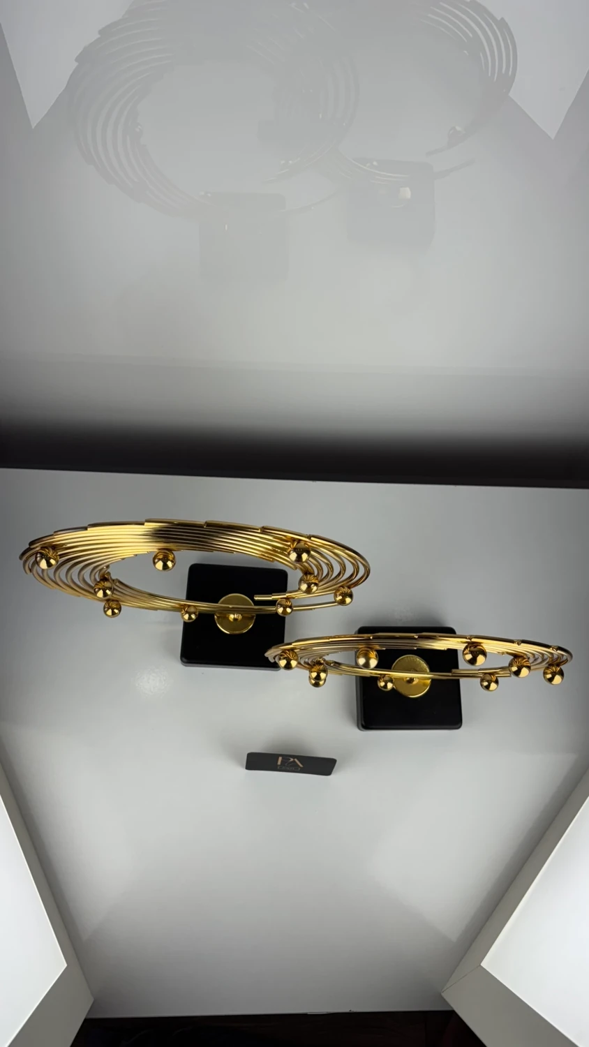 Gold Döküm Vidalı 2'li Ayaklı Metal Biblo Aksesuar Masa Konsol Orta Sehpa Dresuar Salon Ofis Dekoru