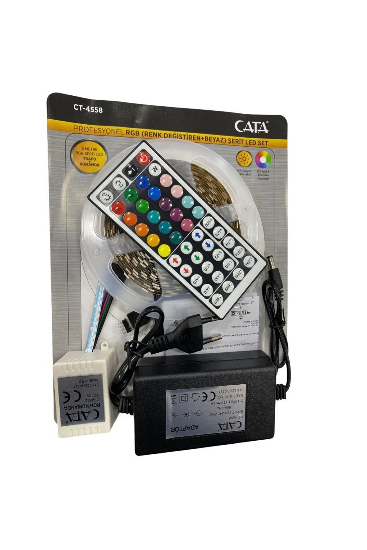 Ct-4558 Rgb Şerit Led Seti ( 5 Mt Rgb Led 352 Renk - Trafo - Rgb Kumanda )