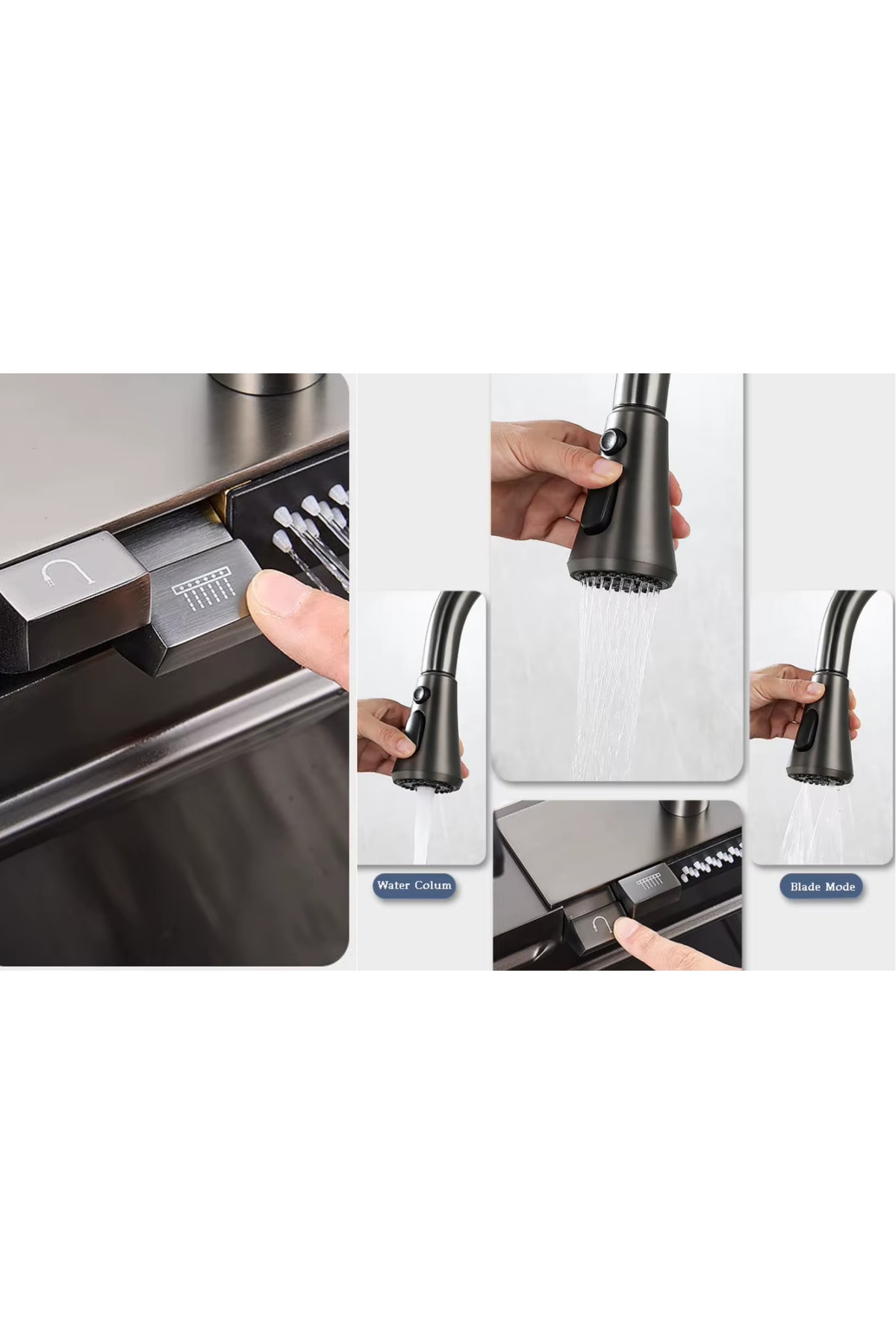 Fleko Teknolojik Akıllı Spiral Oynar Başlıklı Mutfak Eviye Batarya Seti(KOMPLE SET)