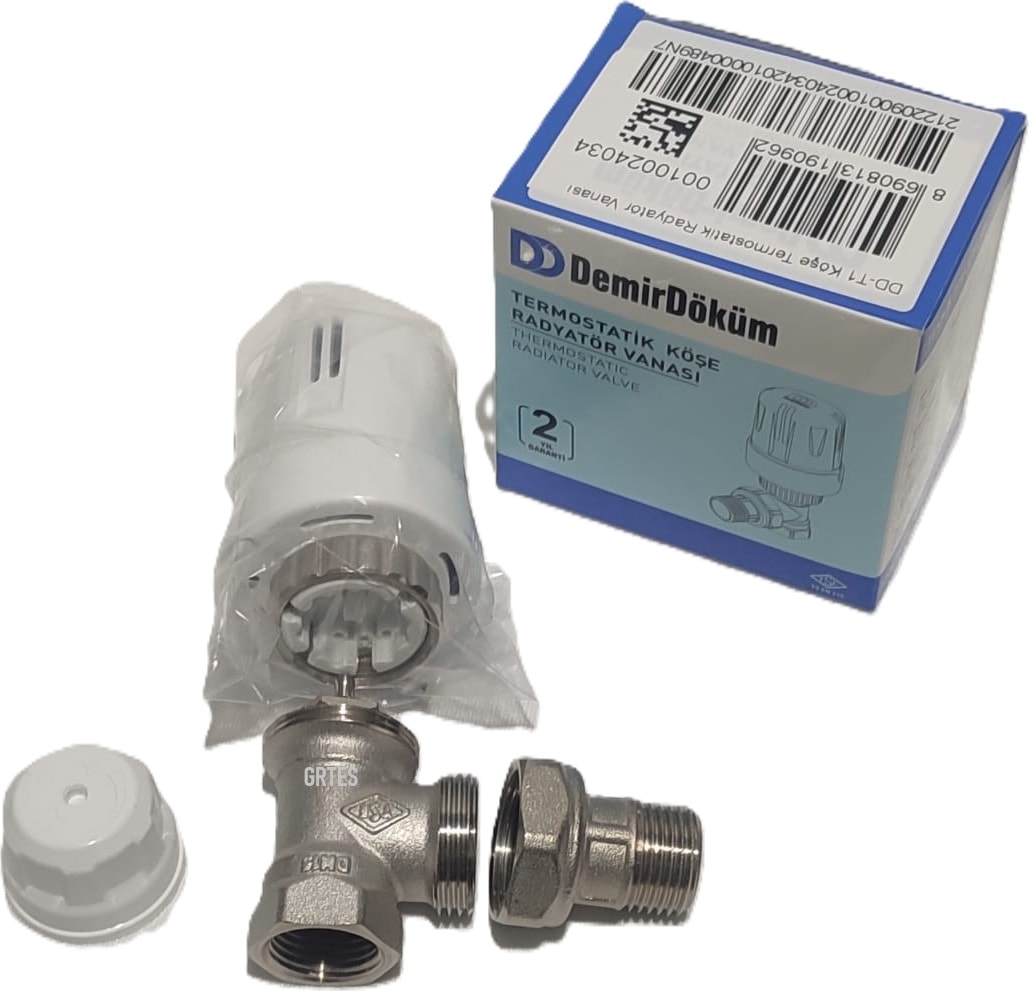 (2'li Paket) Dd-T1 Köşe 1/2" Termostatik Radyatör Vanası - Thermostatic Radiator Valve