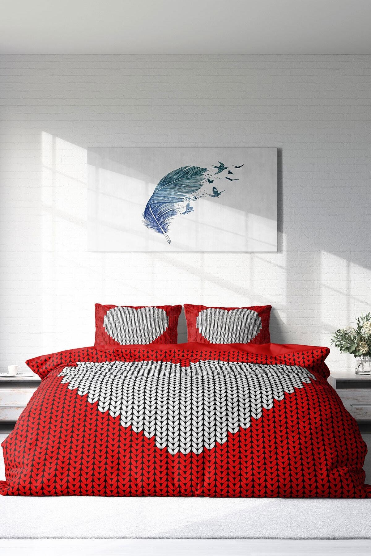 Kıng Sıze Woven Heart 3d Çift Kişilik Nevresim Takımı 220x240cm