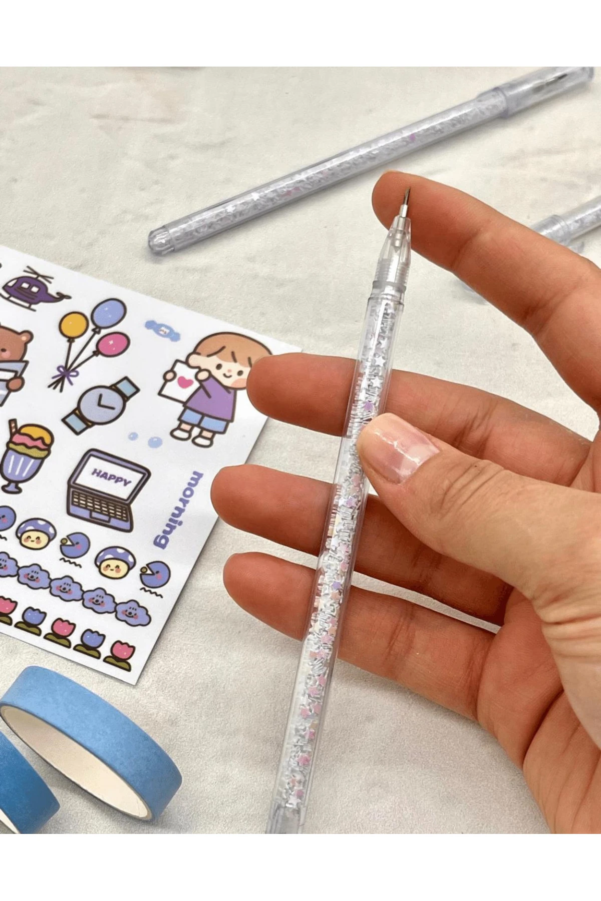 Kalem Görünümlü Beyaz Pullu Çelik Uçlu Maket Bıçağı / Sanat Bıçağı / Bullet Journal/Falçata