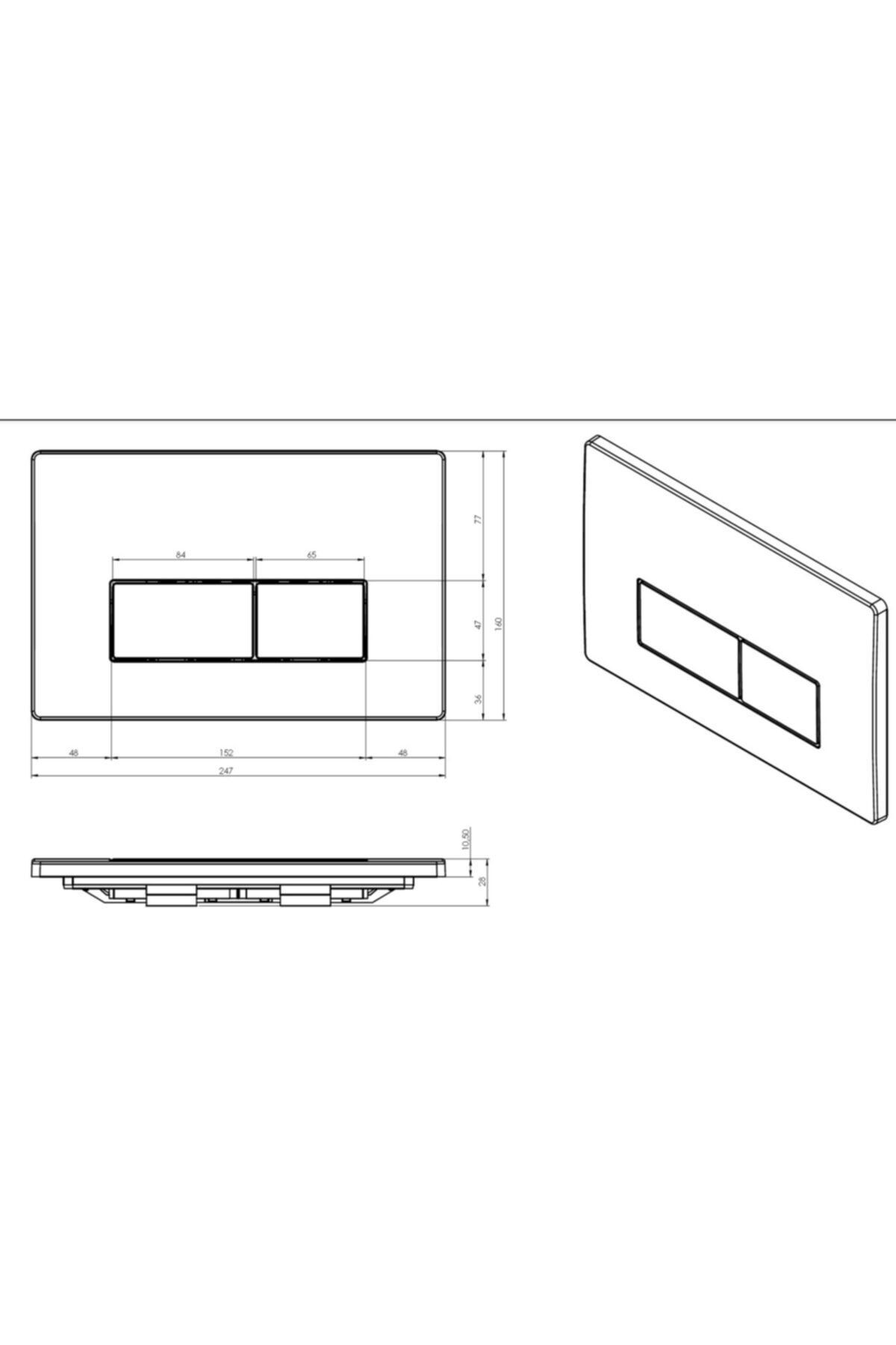 Serel Gömme Rezervuar Kumanda Panel P580120 Mat Krom Kaplama