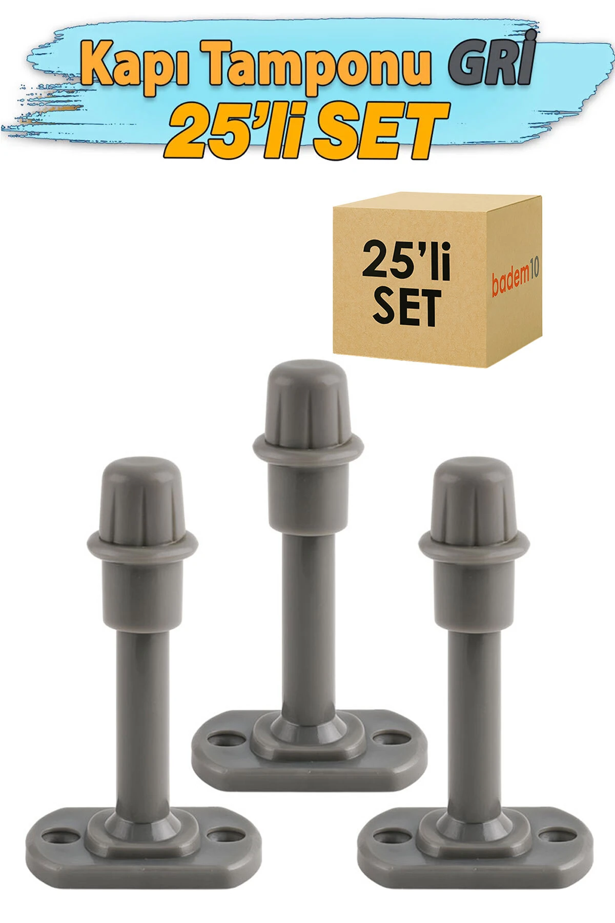 Gri 25 ADET Silikon Kapı Pencere Arkası Vidalı Duvar Boya Koruyucu Tampon Mobilya Stoperi Durdurucu