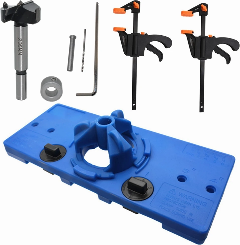 35MM Gizli Menteşe Delme Mastarı Menteşe Delik Testere Jig Delme Kılavuzu Bulucu Delik Açıcı Dolapları Ağaç Işleme Alet Seti (Yurt Dışından)