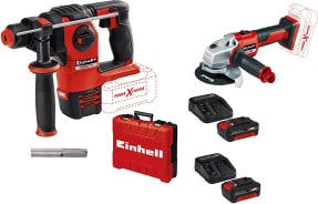 EİNHELL Herocco Kömürsüz Pnömatik Kırıcı Delici + Axxıo Kömürsüz Taşlama 2x4 Ah Akü 2x Dolum Cihazı