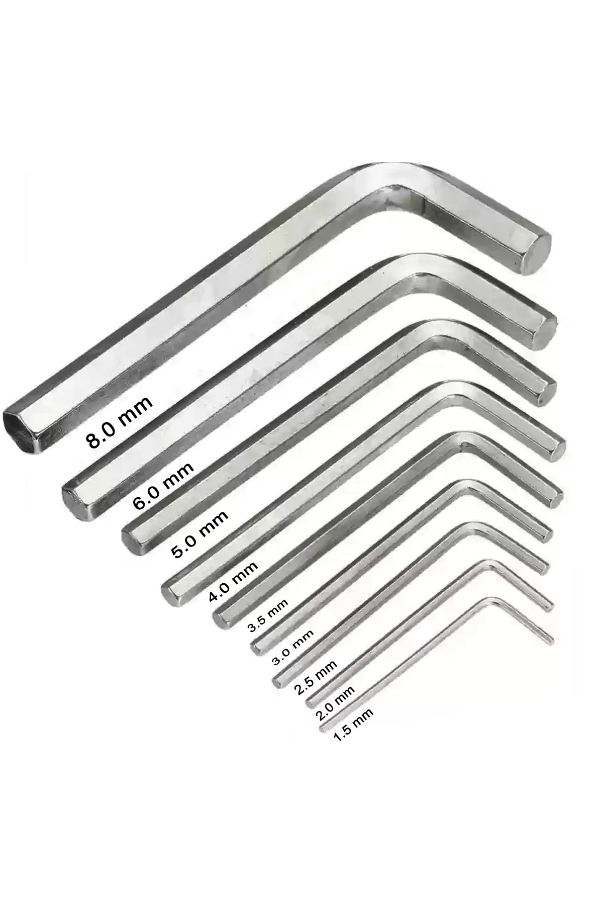 9'lu Çelik Alyan Anahtar Seti (BİRER ADET 2MM-2,5MM-3MM-3,5MM-4-5MM-6MM-8MM-10MM)