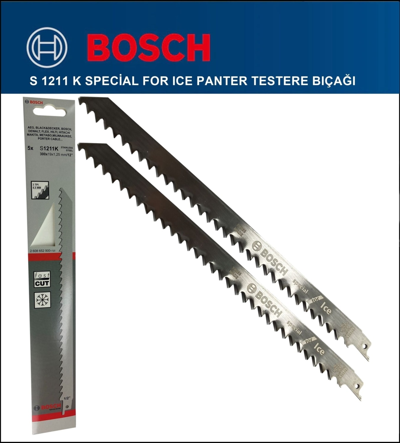 BOSCH - Tilki Kuyruğu Bıçağı S 1211 K - Buz ve Kemik Kesme 2 608 652 900 2'li Paket