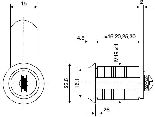 Mandallı Çekmece Kilidi 16 mm
