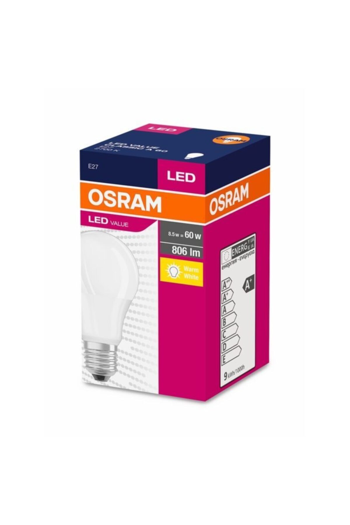Cla60 8,5W Led Value 806Lm E27 Ampul - Sarı Işık