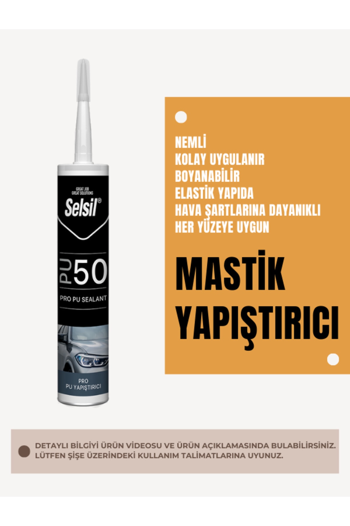 SELSİL Pro Yapıştırıcı Mastik Pu 50 Pro Yapıştırıcı 3 Adet Fiyatidir