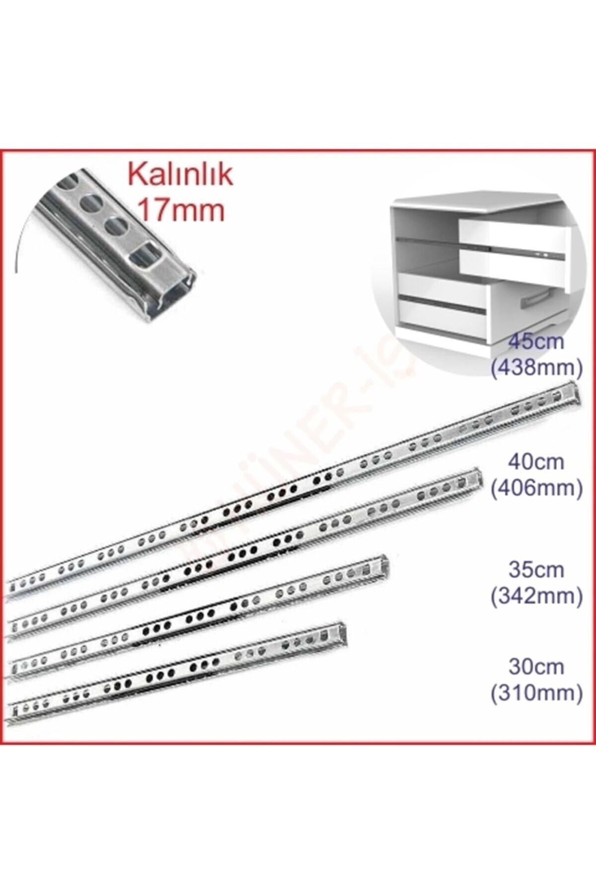 17mm 45cm Teleskopik Ray Çekmece Kızağı Çekmece Rayı (17x438)