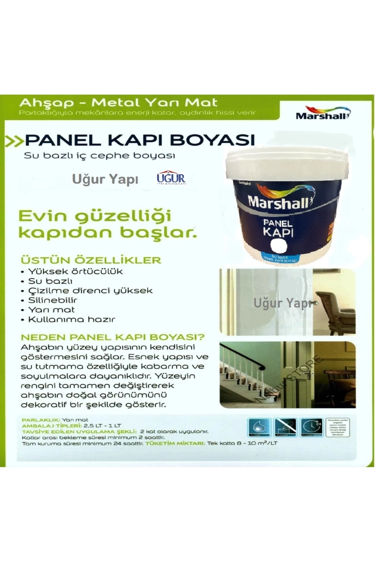 Amerikan Panel Kapı Boyası 2,5lt Beyaz
