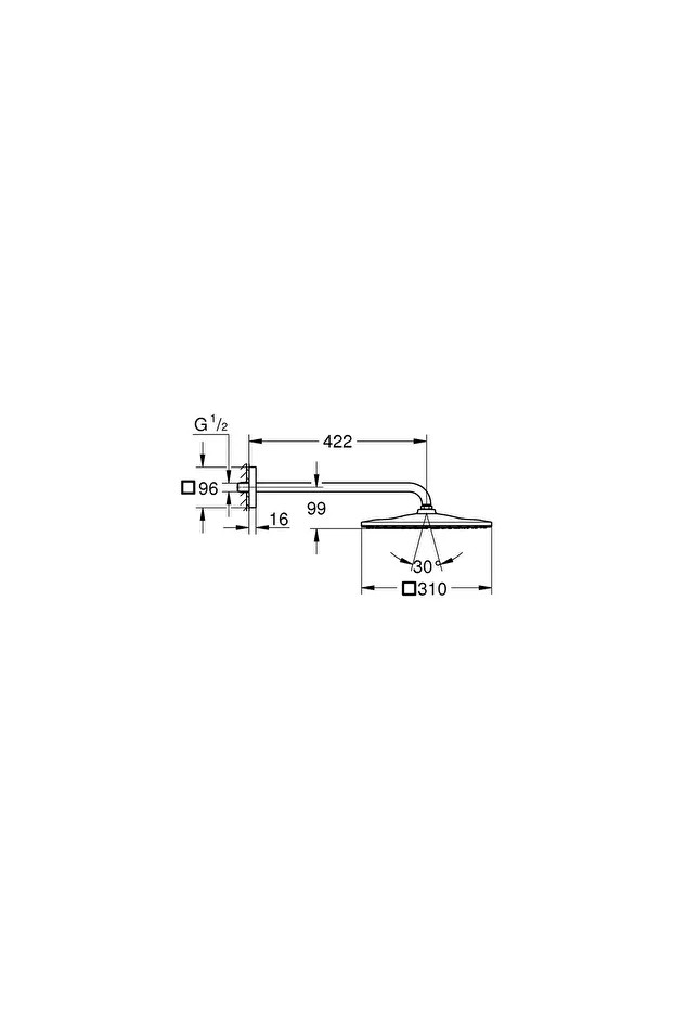 Rainshower Mono 310 Cube Tepe Duşu Seti 422 Mm, 1 Akışlı- 26564000