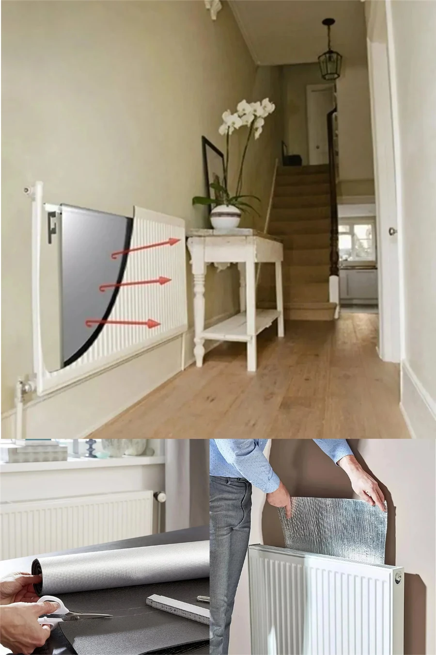 Petek Radyatör Arkası Folyo Plaka Kalorifer Arkalığı Alüminyum Isı Yalıtım Folyosu 100X50 cm 1 Adet