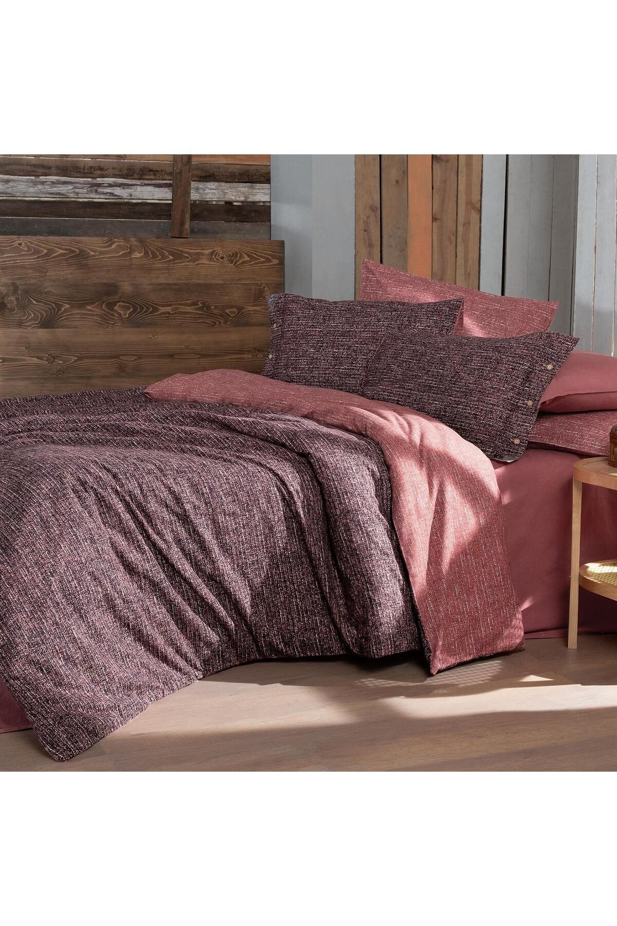 Glamis King Size (Battal Boy) %100 Pamuk Flanel (Pazen) Nevresim Takımı Bordo