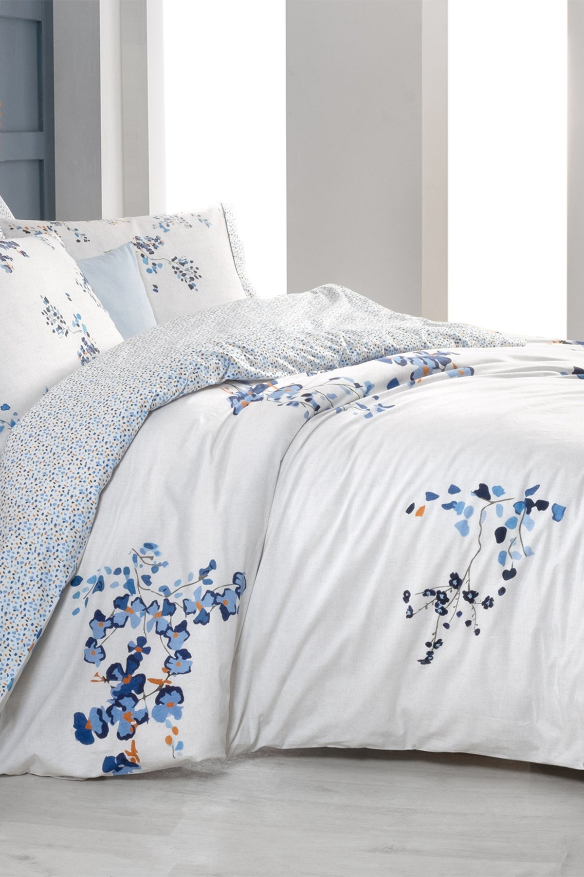 Bonamy Mavi King Size (Battal Boy) %100 Pamuk Nevresim Takımı