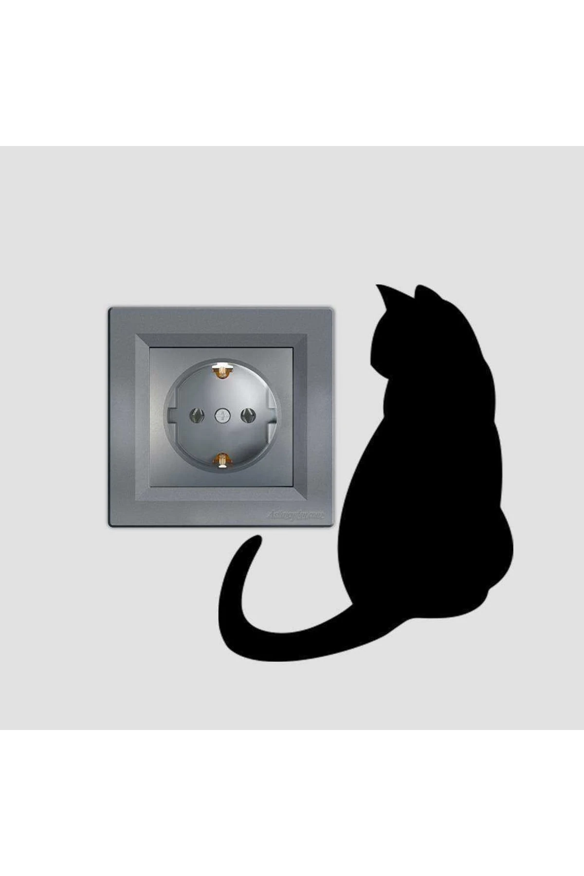 Kedi Priz Sticker Etiket - Beyaz Eşya, Ahşap, Dekorasyon Çıkartma