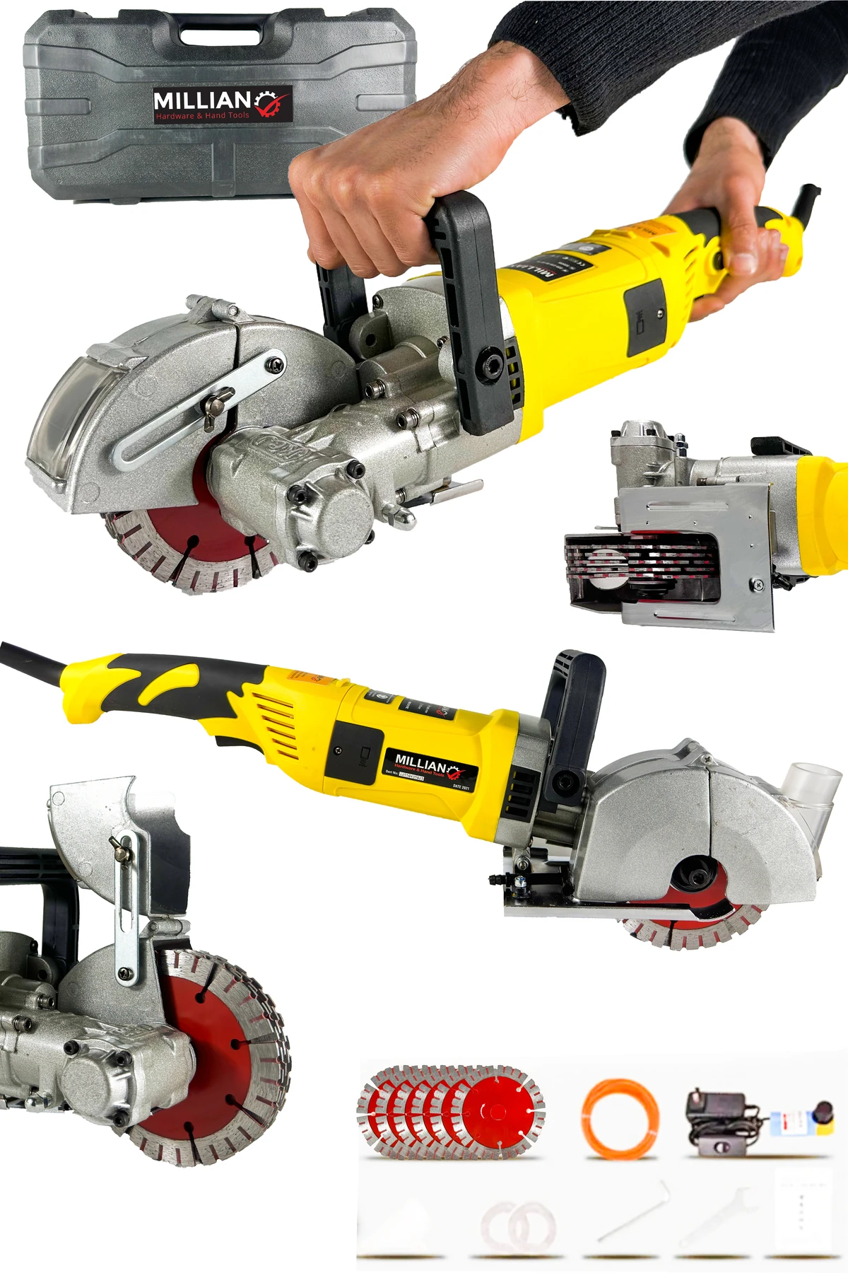 Profesyonel Elektrikli Duvar Oluk Makinesi Kanal Açma Kesme Yerleştirme Makinesi 3200 Watt