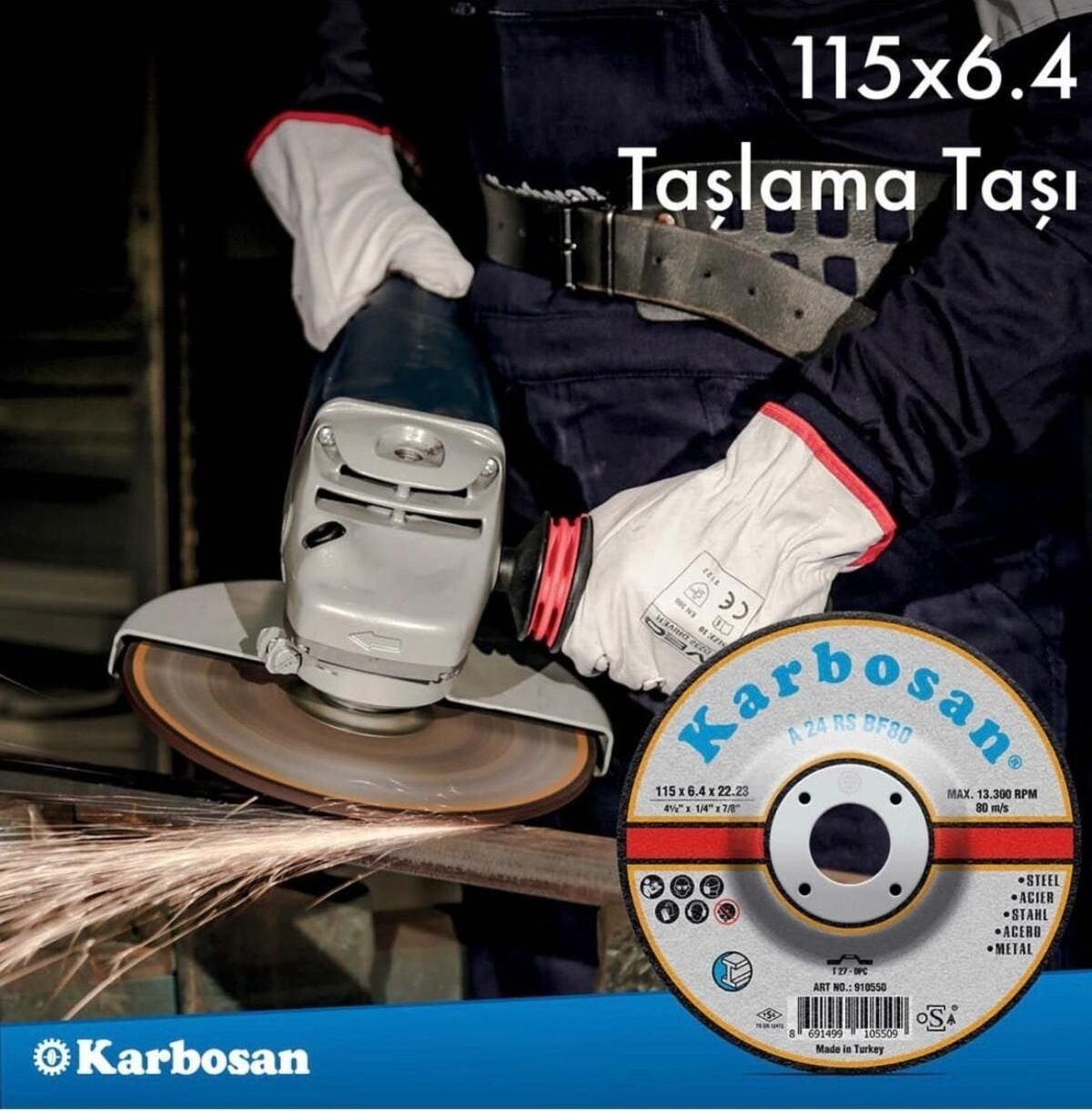 KARBOSAN Metal Taşlama Diski 115X6.4X22.23