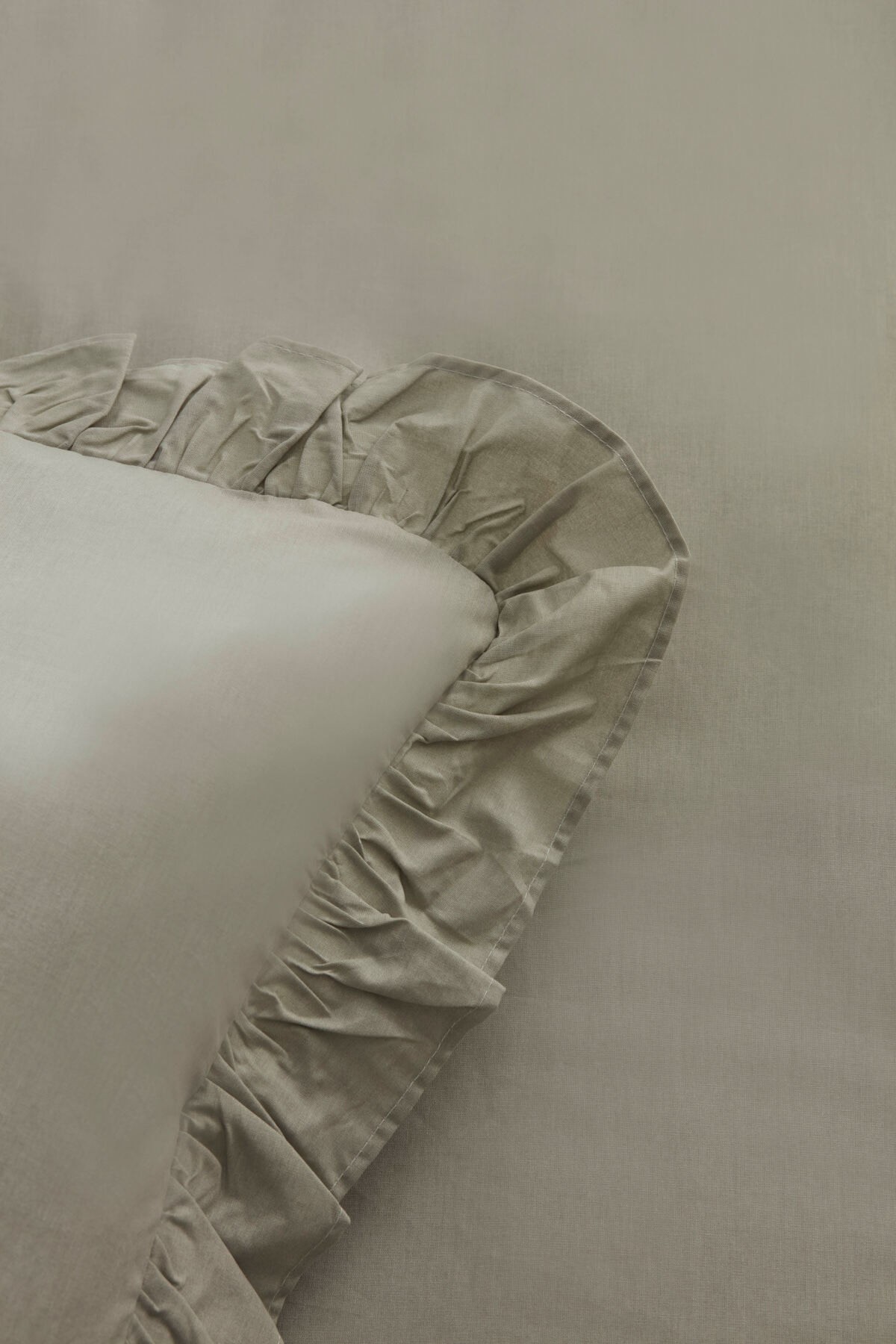Pure Ruffle %100 Pamuk Tek Kişilik Nevresim Takımı Adaçayı