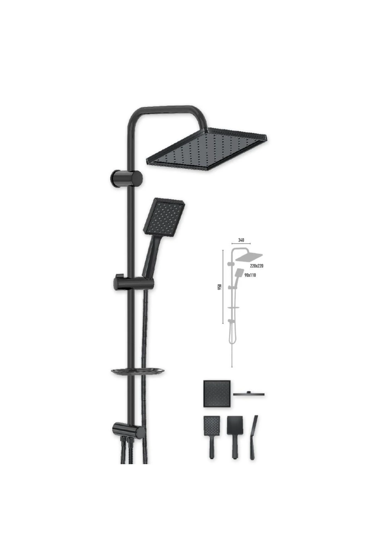 Queen Jet Black Duş Kolonu