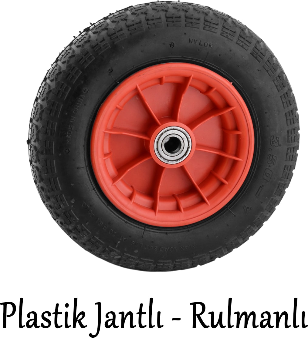 Plastik Jantlı Yük Taşıma Tekeri El Arabası Bilyeli Rulmanlı Havalı Şambrelli 350X70 mm Tekerlek