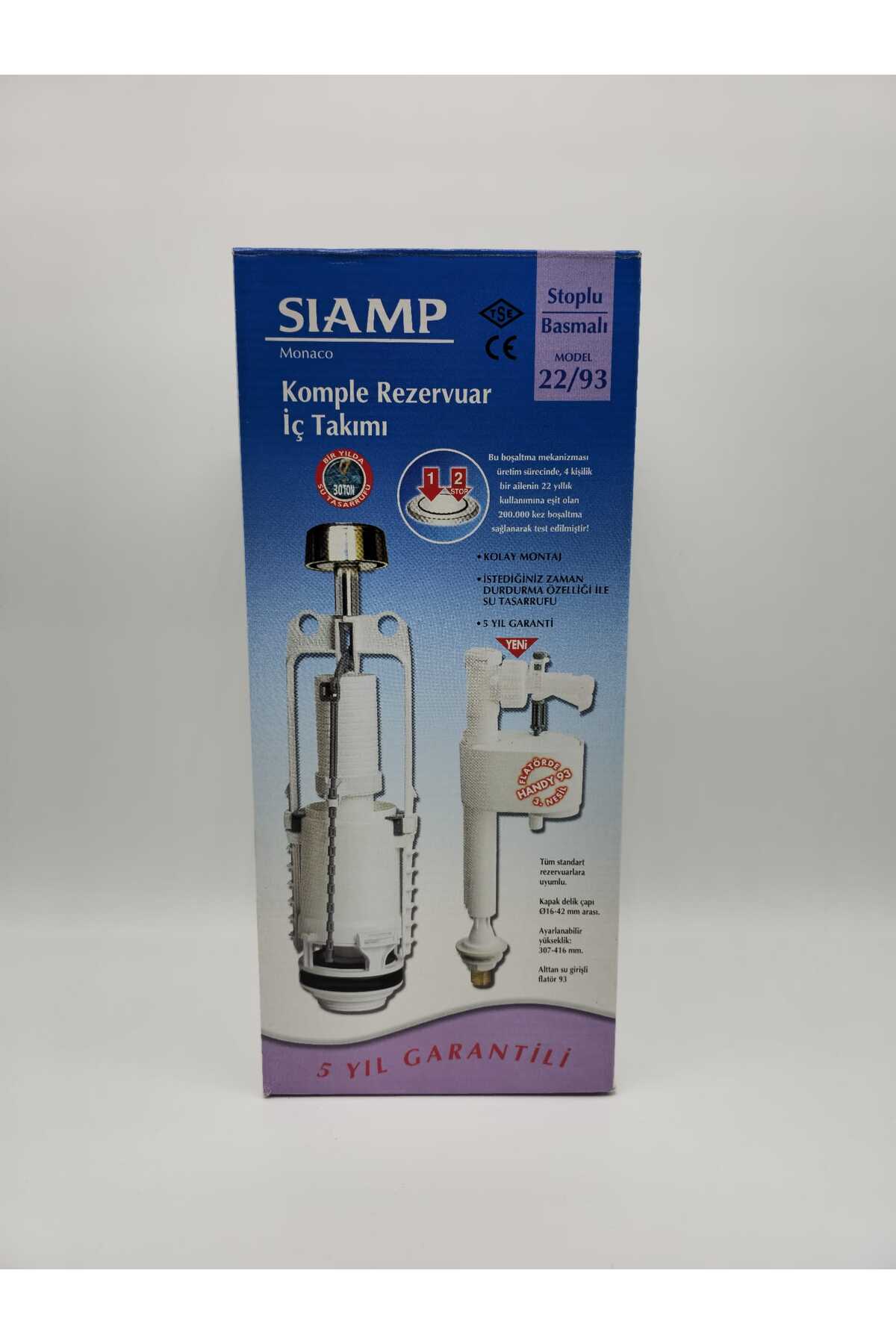 22-93 Basmalı Tek Kademeli Klozet Rezarvuar İç Takımı