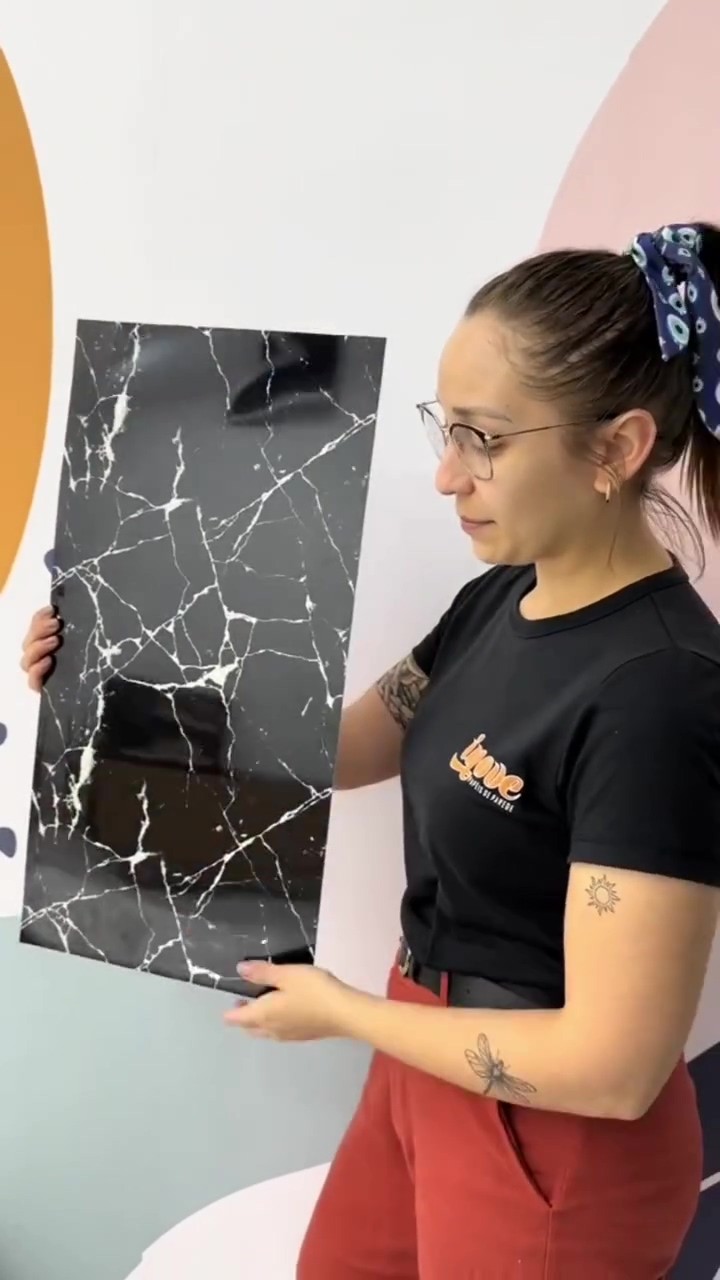 6 Adet 60cmx30cm Siyah Mermer Desen Yapışkanlı Karavan Banyo Wc Duvar Kaplama Paneli NWYP11