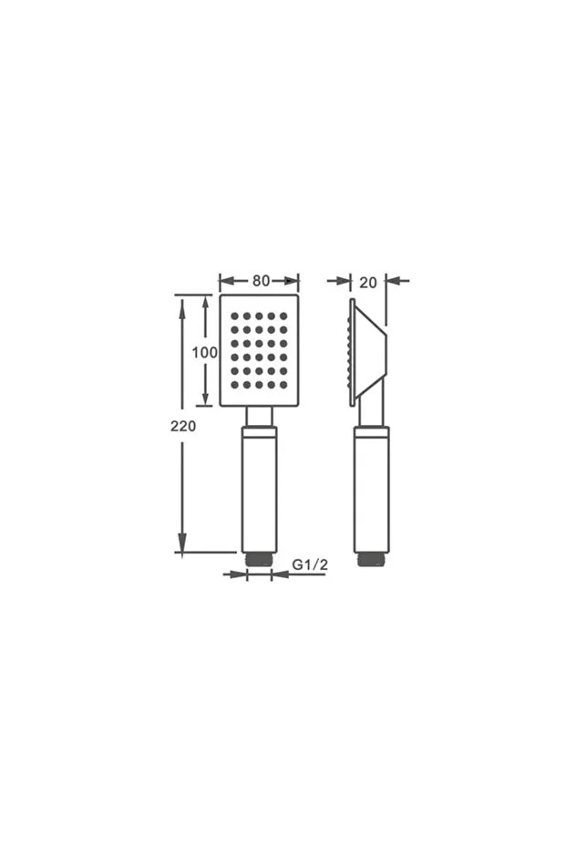 El Duş Başlığı 304 Çelik Metal Kare Siyah Ke104-b