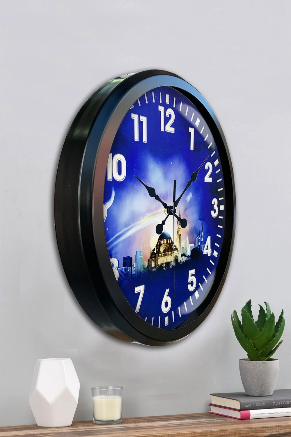 52 cm Siyah Metal Islam Duvar Saati