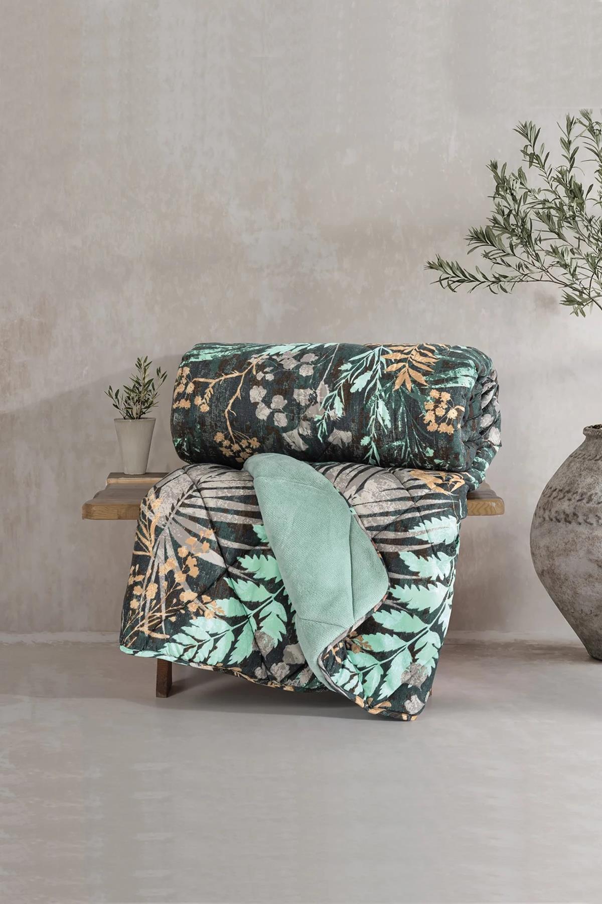 Velvet Çift Kişilik Yorgan Clorasa Mint 195x215 cm