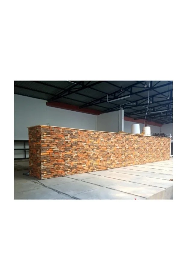 Nw47 Kendinden Yapışkanlı Çok Renkli Taş Siyah Kırmızı Sarı Duvar Paneli 70x77 Cm 4 Adet