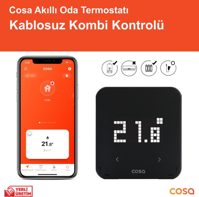 Akıllı Oda Termostatı Kablosuz Kombi Kontrolü P4TR-21