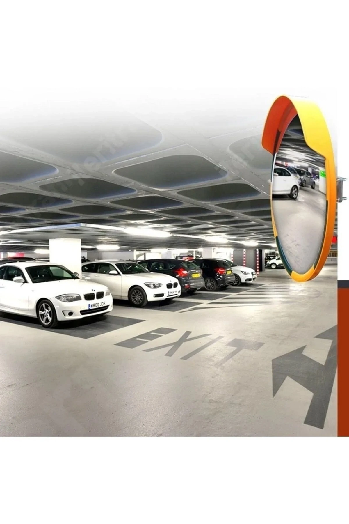 Evelux Trafik Güvenlik Aynası (Ø60CM) Tümsek Ayna, Otopark Aynası Sarı-siyah 12228 Tga