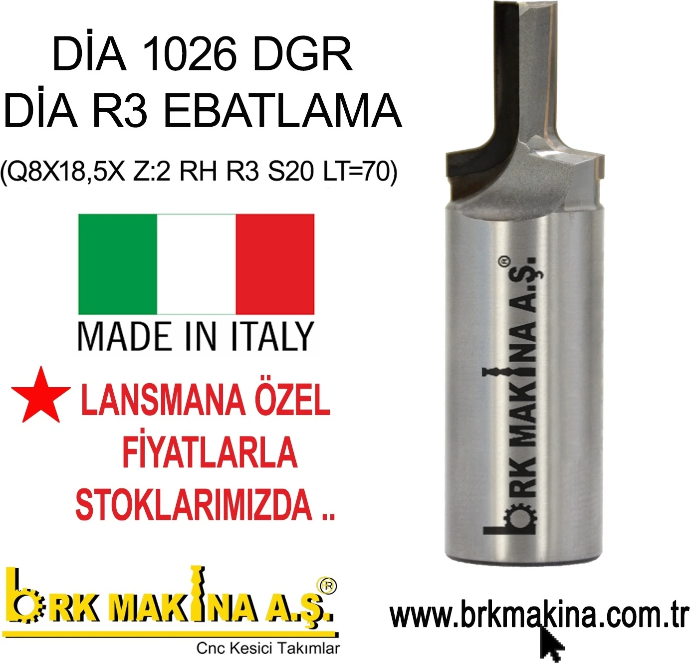 8 mm Dia R3 Ebatlama (Made In Italy)