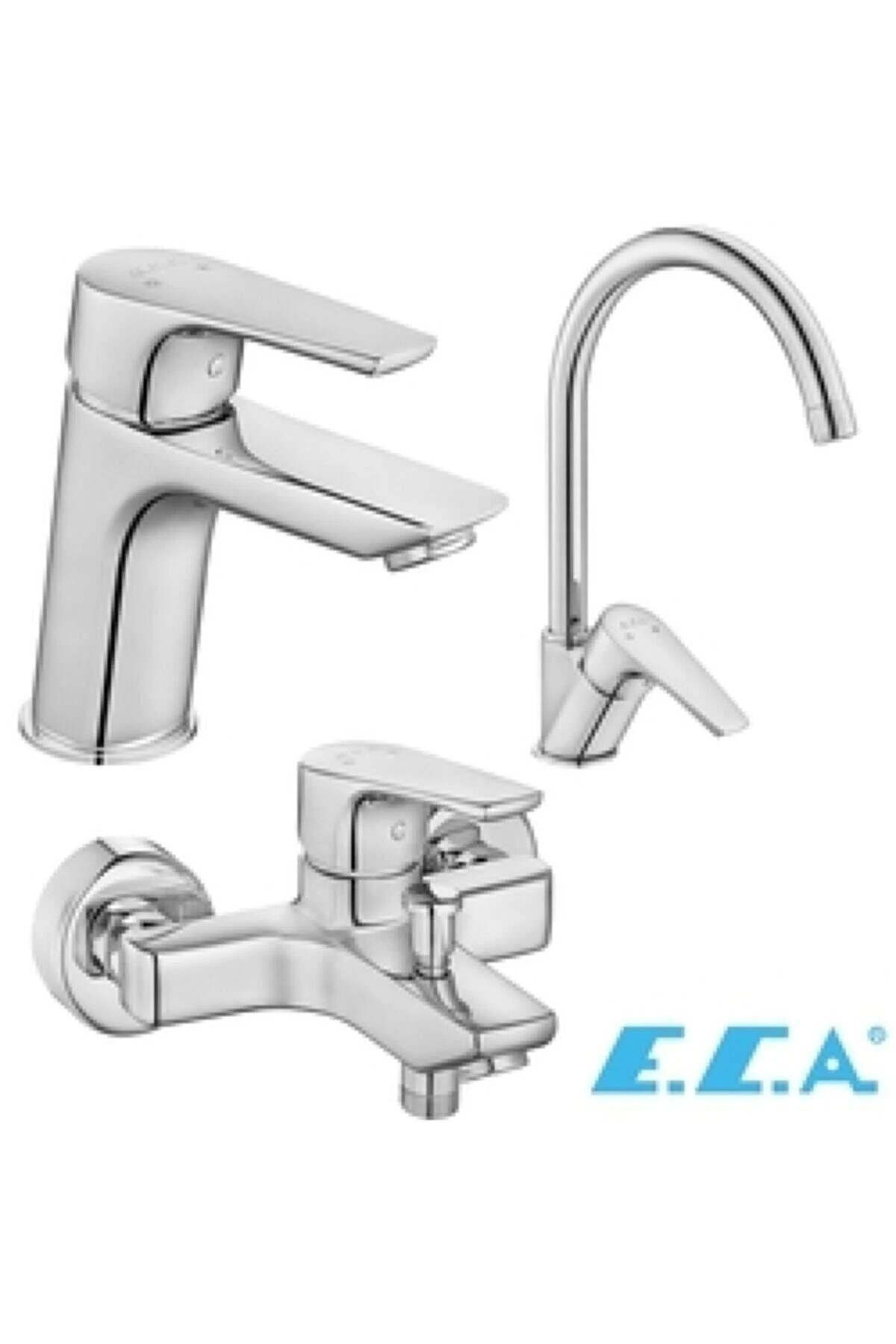 Niobe Lavabo + Banyo Bataryası Ve Kuğu Borulu Eviye Bataryası Seti