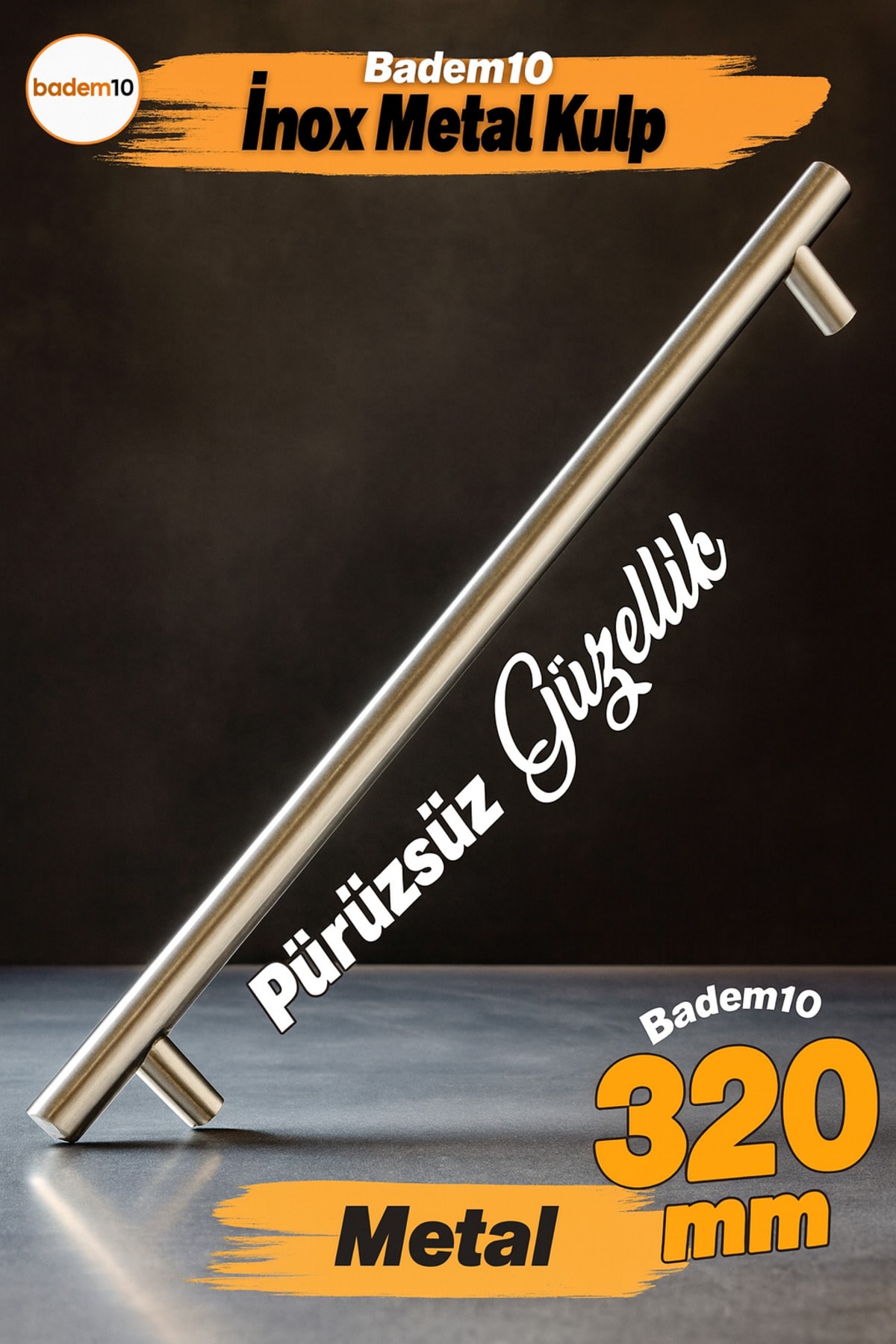 BADEM10 Rosemary İnox Metal Kulp (320 MM-32 CM) Mobilya Mutfak Çekmece Dolap Dolabı Kulpu Kulbu Kulpları