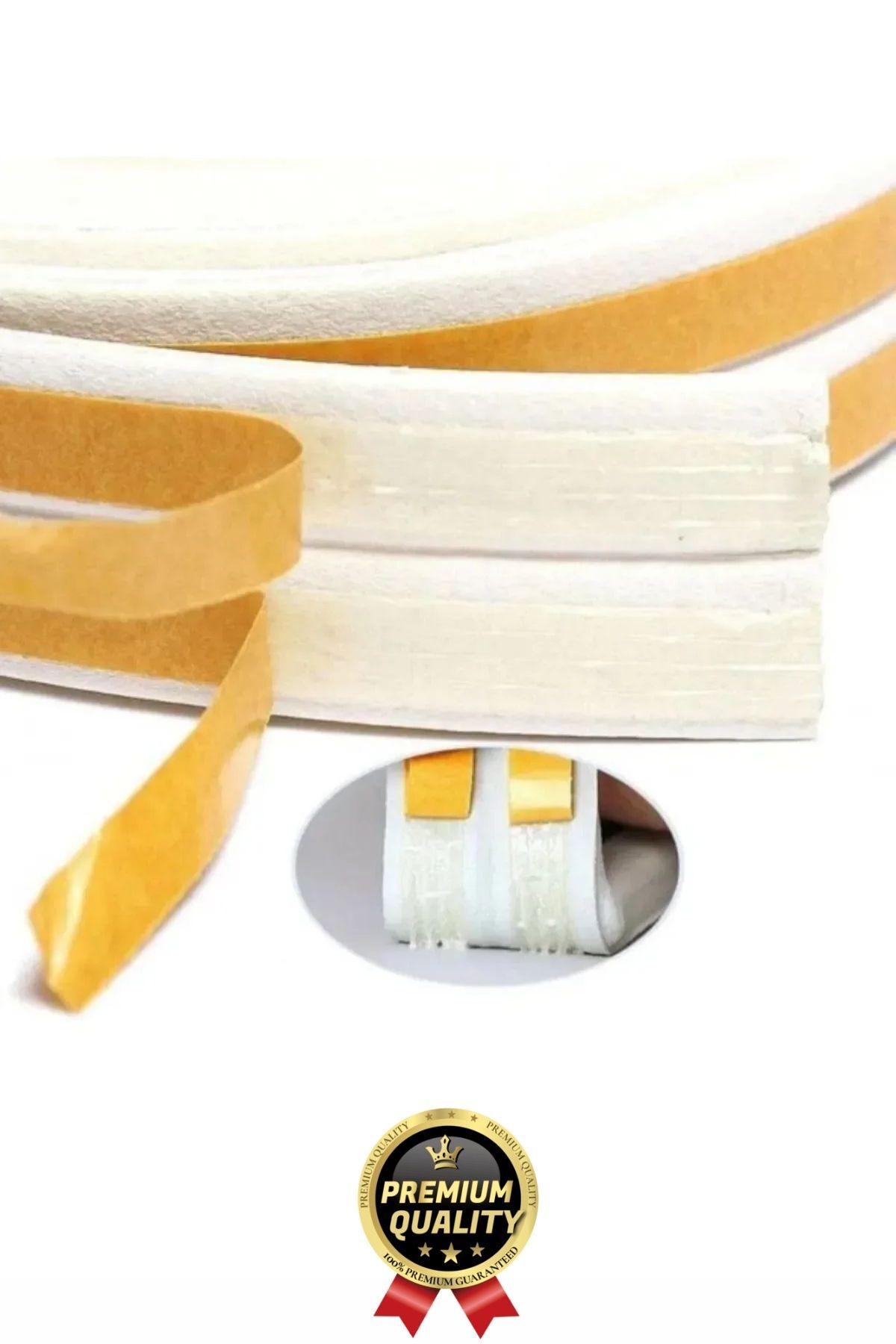 Güçlü Kendinden Yapışkanlı Kapı Pencere Soğuk Hava Geçirmez Yalıtım İzolasyon Beyaz Fitil 2 Metre