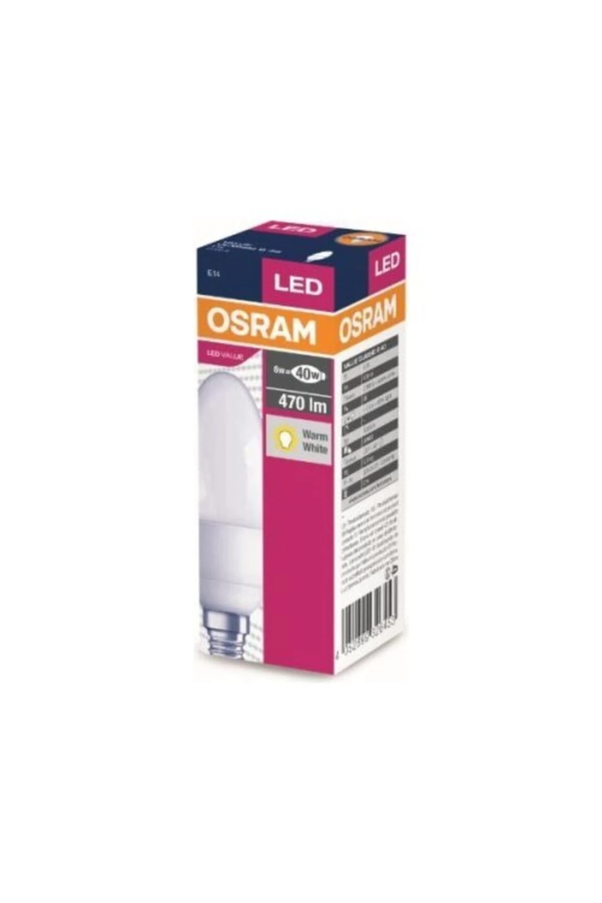 5.7 Watt 470 Lumen Sarı Işık Mum Buji E-14 Duy Led Ampul